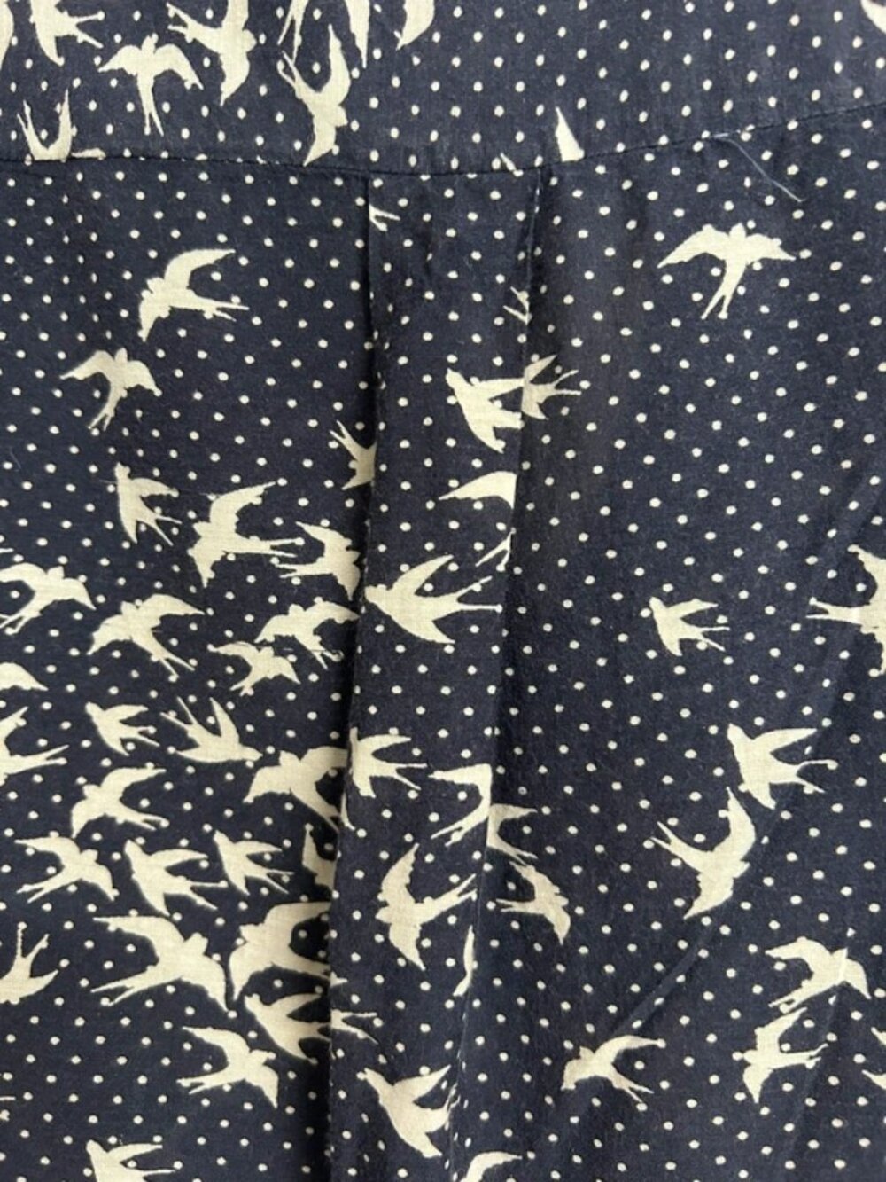 Jasper Conran Navy Swallow Bird Print 3/4 Sleeve Womens Button Shirt - Picture 5 of 5